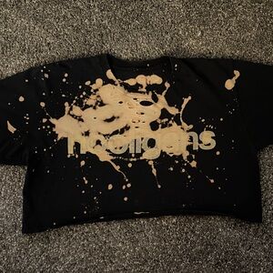 Bleached Black Graphic Sweatshirt with Splatter Design